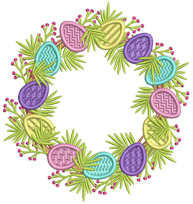 Beautil Easter Eggs Wreath And Branches Filled Machine Embroidery Design Digitized Pattern