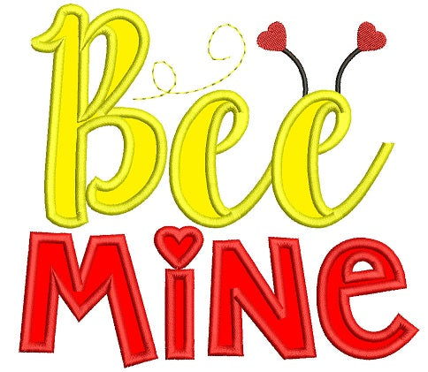 Bee Mine With Hearts Applique Machine Embroidery Design Digitized Pattern