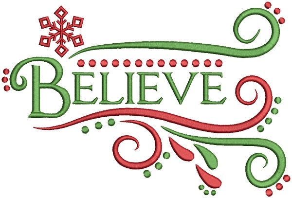 Believe Filled Christmas Machine Embroidery Design Digitized Pattern