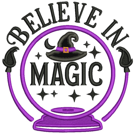 Believe In Magic Witch Hat Halloween Applique Machine Embroidery Design Digitized Pattern