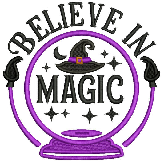 Believe In Magic Witch Hat Halloween Filled Machine Embroidery Design Digitized Pattern