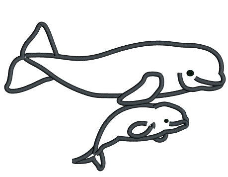 Beluga Whale Applique Machine Embroidery Design Digitized Pattern
