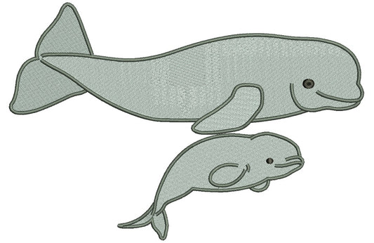 Beluga Whale Filled Machine Embroidery Design Digitized Pattern