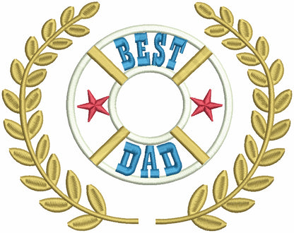 Best Dad With Stars Applique Machine Embroidery Design Digitized Pattern