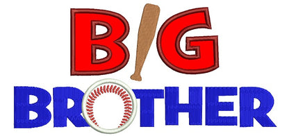 Big Brother Baseball Applique Machine Embroidery Digitized Design Pattern