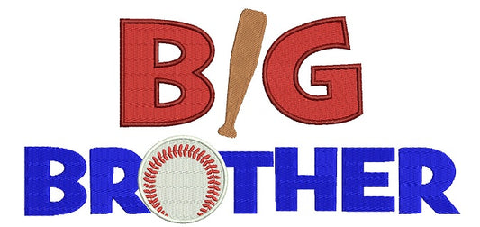 Big Brother Baseball Filled Machine Embroidery Digitized Design Pattern