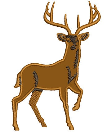 Big Buck with Antlers Hunting Applique Machine Embroidery Digitized Design Pattern