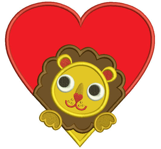 Big Heart Lion Applique Machine Embroidery Design Digitized Pattern