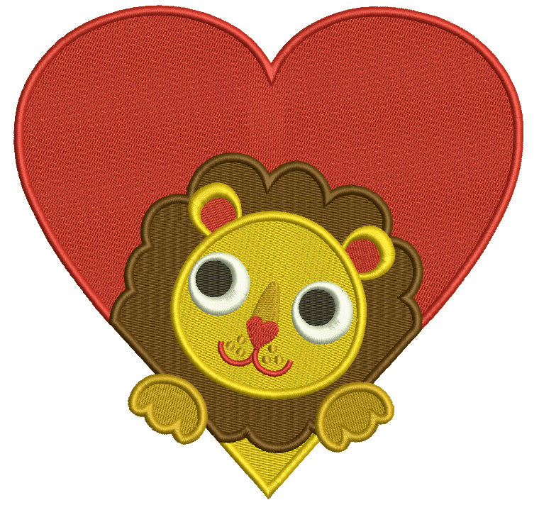 Big Heart Lion Filled Machine Embroidery Design Digitized Pattern