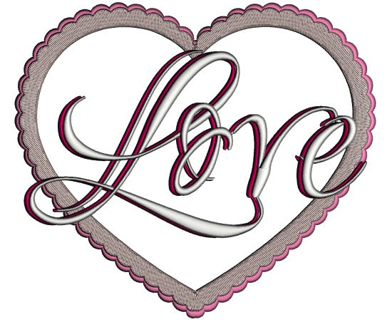 Big Heart Love Applique Machine Embroidery Design Digitized Pattern