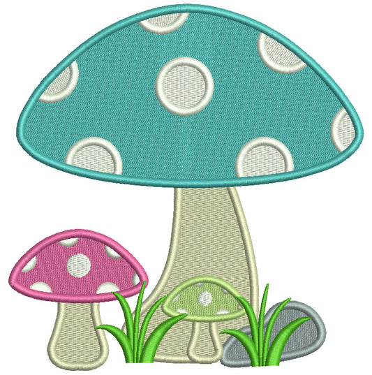 Big Mashroom And Two Little Ones Filled Machine Embroidery Design Digitized Patterny