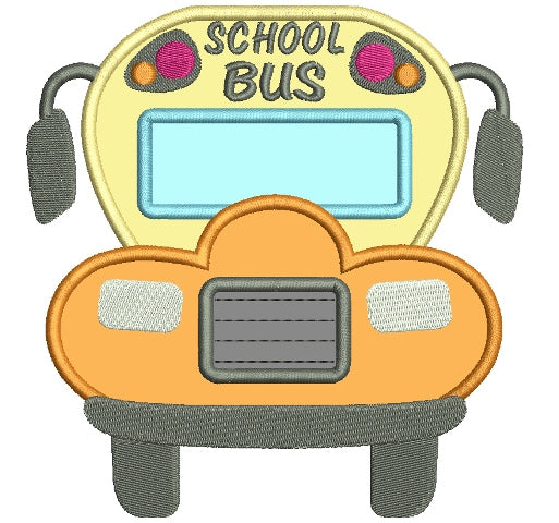 Big School Bus Applique Machine Embroidery Design Digitized Pattern