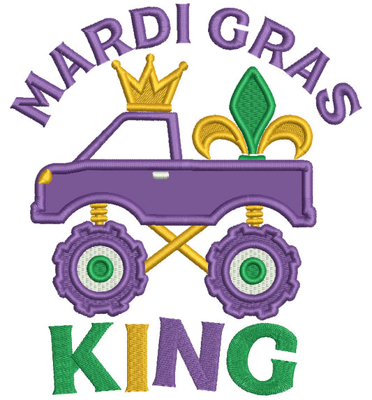 Big Truck Mardi Gras King Applique Machine Embroidery Design Digitized Pattern