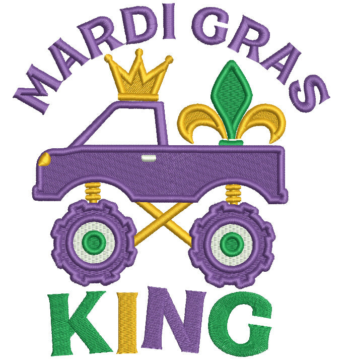 Big Truck Mardi Gras King Filled Machine Embroidery Design Digitized Pattern
