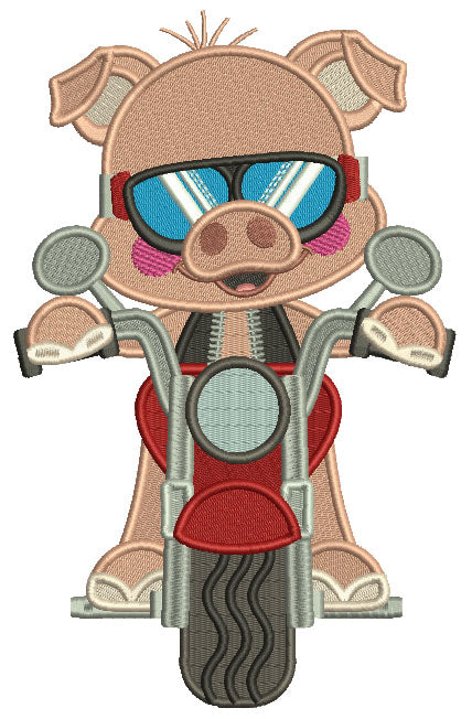 Biker Pig Filled Machine Embroidery Design Digitized Pattern