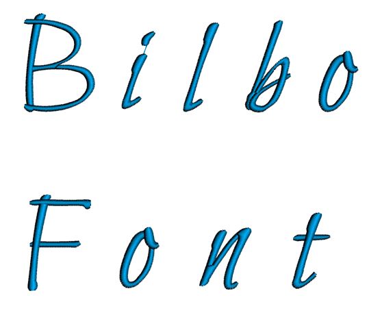 Bilbo Font Machine Embroidery Script Upper and Lower Case 1 2 3 inches