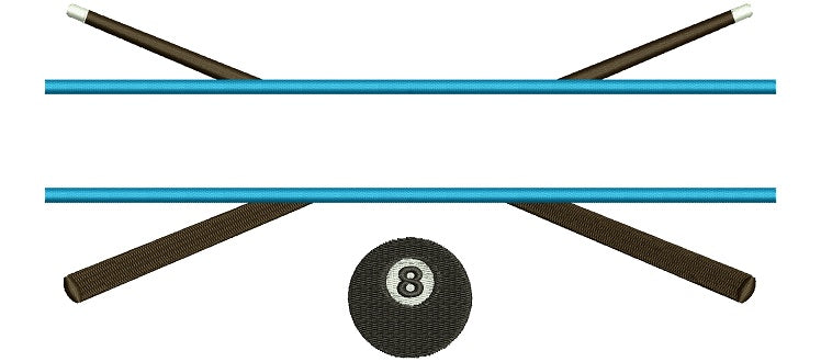 Billiard Ball and Cues Split Filled Machine Embroidery Design Digitized Pattern