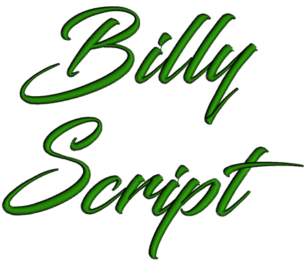 Billy Font Machine Embroidery Script Upper and Lower Case 1 2 3 inches