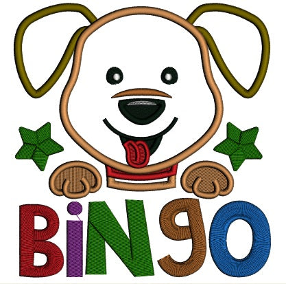 Bingo Cute Little Dog Applique Machine Embroidery Design Digitized Pattern