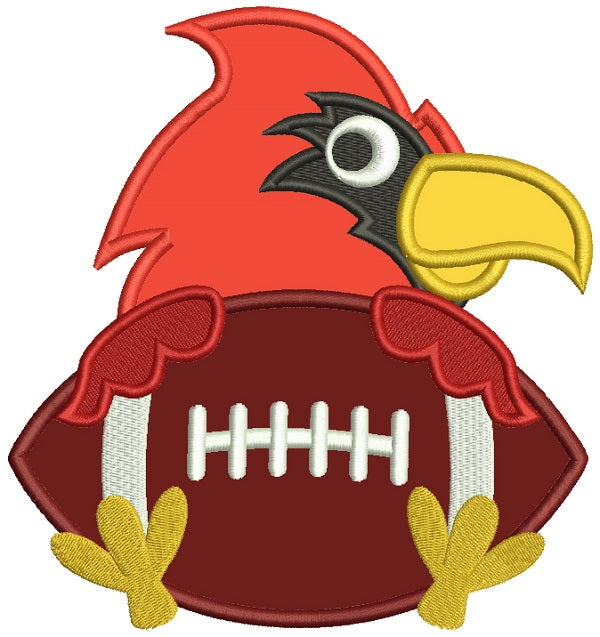 Bird Holding a Football Sports Applique Machine Embroidery Design Digitized Pattern