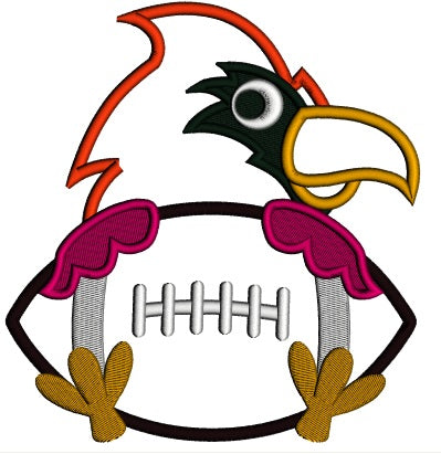 Bird Holding a Football Sports Applique Machine Embroidery Design Digitized Pattern