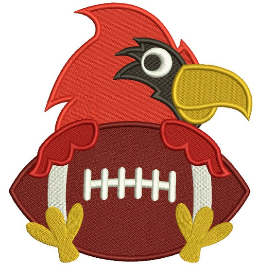 Bird Holding a Football Sports Filled Machine Embroidery Design Digitized Pattern