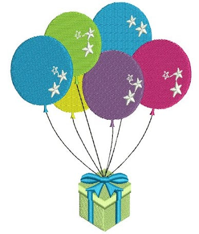 Birthday balloons Filled Machine Embroidery Design Digitized Pattern
