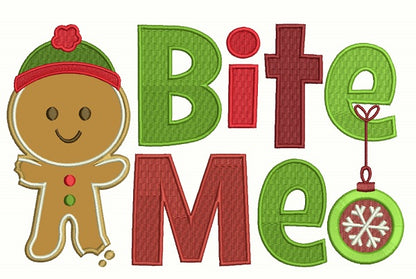 Bite Me Christmas Applique Machine Embroidery Design Digitized Pattern
