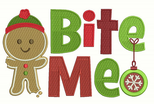 Bite Me Christmas Filled Machine Embroidery Design Digitized Pattern