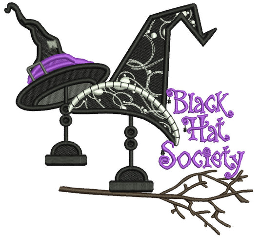 Black Hat Society Halloween Filled Machine Embroidery Design Digitized Pattern