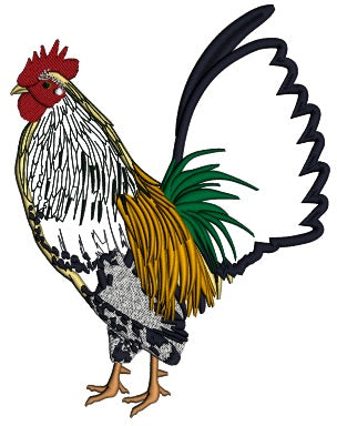 Black and Yellow Rooster Applique Machine Embroidery Digitized Design Pattern