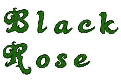Black Rose Filled Script Machine Embroidery Font Upper and Lower Case 1 2 3 inches