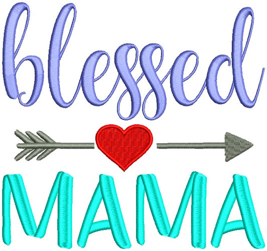 Blessed Mama With Heart And Arrow Filled Machine Embroidery Design Digitized Pattern