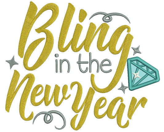 Bling In The New Year Applique Machine Embroidery Design Digitized Pattern