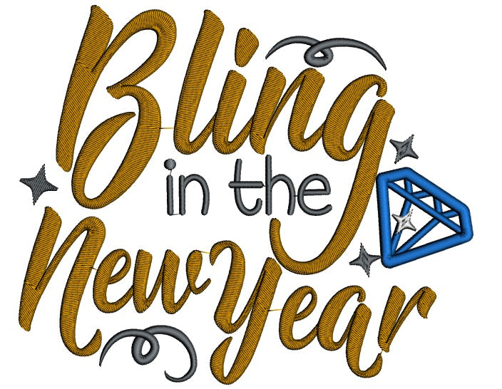 Bling In The New Year Applique Machine Embroidery Design Digitized Pattern