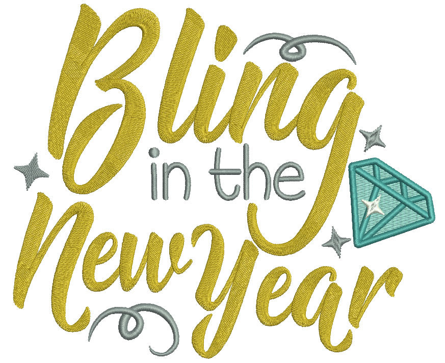 Bling In The New Year Filled Machine Embroidery Design Digitized Pattern