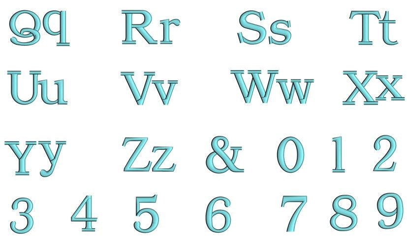 Block Font Machine Embroidery Script Upper and Lower Case 1 2 3 inches ...
