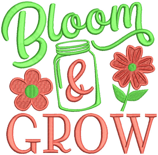 Bloom And Grow Flowers Filled Machine Embroidery Design Digitized Pattern
