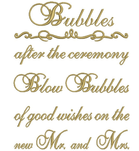 Blow Bubbles after the ceremony Filled Machine Embroidery Digitized Design Pattern