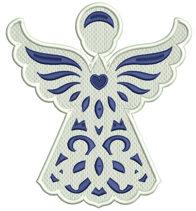 Blue Angel With Heart Filled Machine Embroidery Digitized Design Patte ...