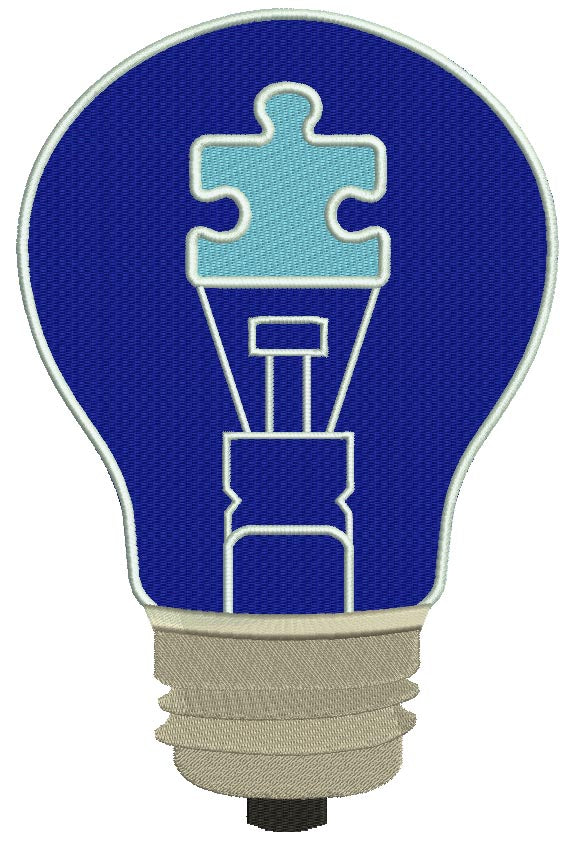 Blue Light Bulb Autism Awareness Filled Machine Embroidery Design Digitized Pattern