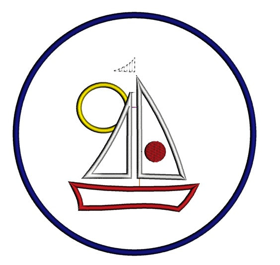 Boat Applique Machine embroidery digitized design patter-instant download