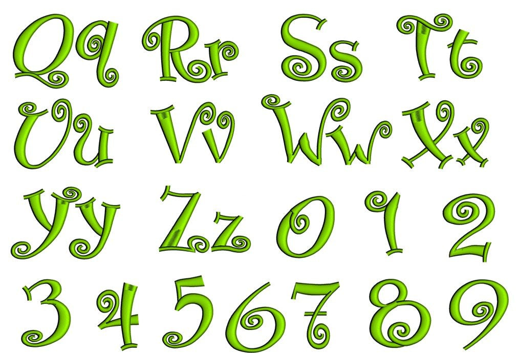Boingo Font Machine Embroidery Script Upper and Lower Case 1 2 3 inche ...