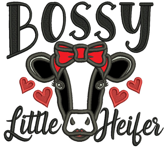 Bossy Little Heifer Applique Machine Embroidery Design Digitized Pattern