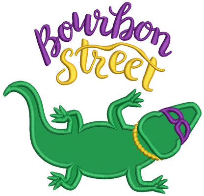 Bourbon Street Alligator Mardi Gras Applique Machine Embroidery Design Digitized Pattern