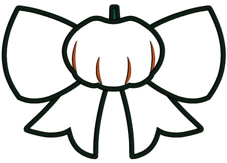 Bow With a Pumpkin Fall Applique Machine Embroidery Design Digitized Pattern