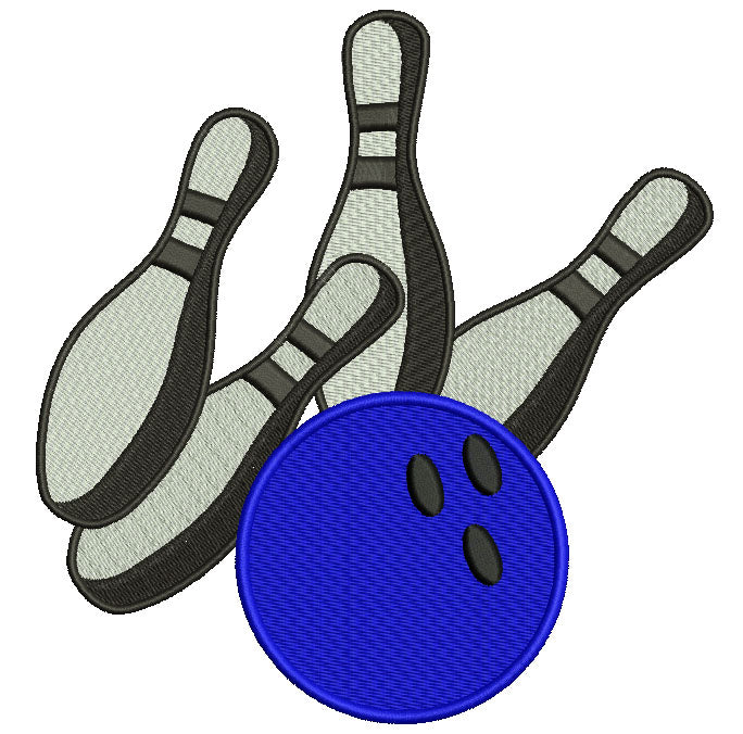 Bowling And Pins Filled Machine Embroidery Digitized Design Pattern