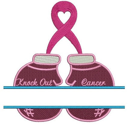 Boxing Gloves Breast Cancer Awareness Split Filled Machine Embroidery Digitized Design Pattern - Instant Download - 4x4 , 5x7, and 6x10