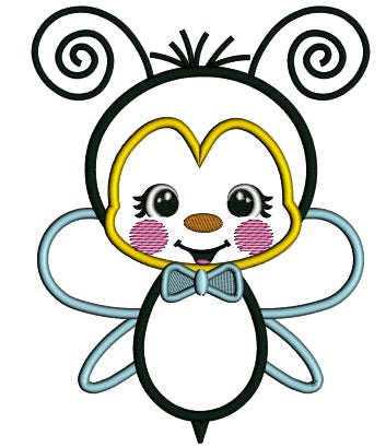 Boy Bee Wearing a Bow tie Applique Machine Embroidery Design Digitized Pattern