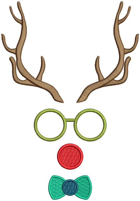 Boy Deer Antlers With Glasses Filled Machine Embroidery Design Digitized Pattern